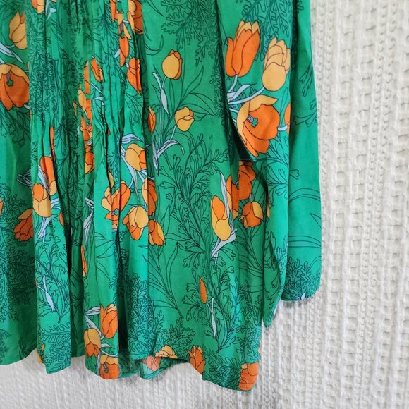 Anthropologie Vanessa x Virginia Green Poppy Pleated Blouse Size small - Picture 8 of 13